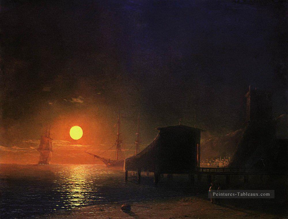 clair de lune en feodosie 1852 Romantique Ivan Aivazovsky russe Peintures à l'huile